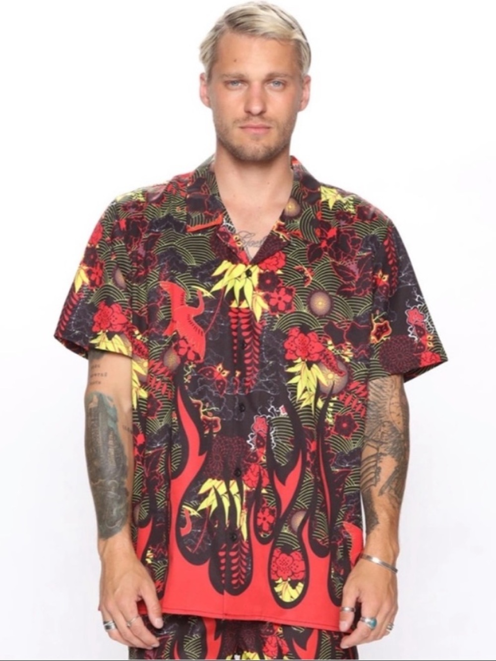 Fashion Nova Man Up In Flames Shirt
